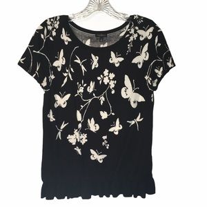3/$21 Talbots Short Sleeve Butterfly Print Sweater